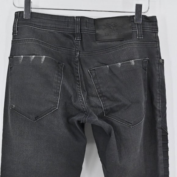 DENIM CO Mens Gray Moto Style Denim Jeans Skinny Cotton Blend Size 30 Length 31 - Picture 7 of 10